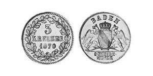 3 Kreuzer Grand Duchy of Baden (1806-1918) Argento Federico I di Baden (1826 - 1907)