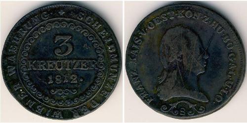 3 Kreuzer Austrian Empire (1804-1867) Copper Francis II, Holy Roman Emperor (1768 - 1835)