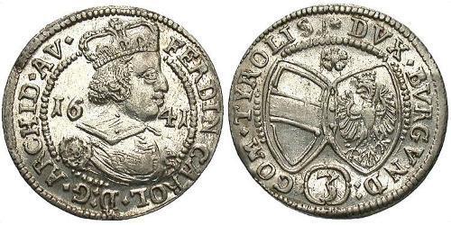 3 Kreuzer Austria Plata Fernando Carlos de Habsburgo-Médicis