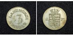 3 Kreuzer Ducado de Sajonia-Meiningen (1680 - 1918) Plata Bernardo II de Sajonia-Meiningen