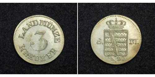 3 Kreuzer Ducado de Sajonia-Meiningen (1680 - 1918) Plata Bernardo II de Sajonia-Meiningen