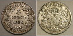 3 Kreuzer Gran Ducado de Baden (1806-1918) Plata 