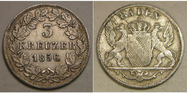 3 Kreuzer Gran Ducado de Baden (1806-1918) Plata 