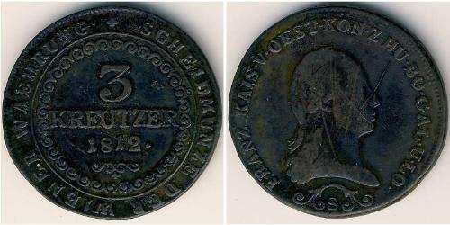 3 Kreuzer Impero austriaco (1804-1867) Rame Francis II, Holy Roman Emperor (1768 - 1835)