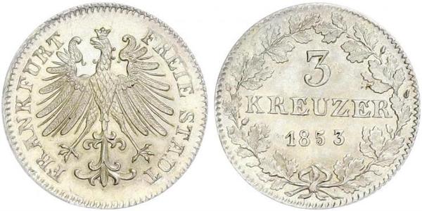 3 Kreuzer Freie Stadt Frankfurt Silber 
