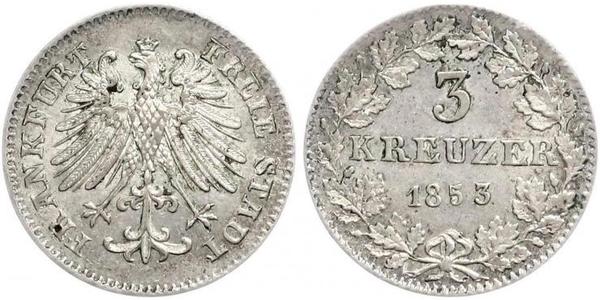 3 Kreuzer Freie Stadt Frankfurt Silber 