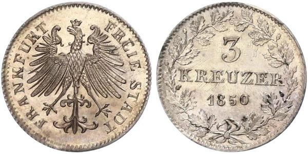 3 Kreuzer Freie Stadt Frankfurt Silber 