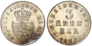 3 Kreuzer Großherzogtum Hessen (1806 - 1918) Silber 