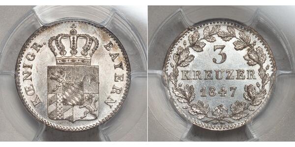 3 Kreuzer Königreich Bayern (1806 - 1918) Silber 