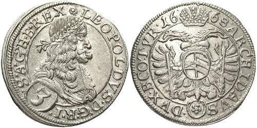 3 Kreuzer Österreich Silber Leopold I. (HRR)(1640-1705)