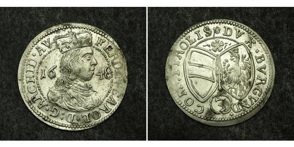 3 Kreuzer Österreich Silber Ferdinand Karl (Österreich-Tirol)