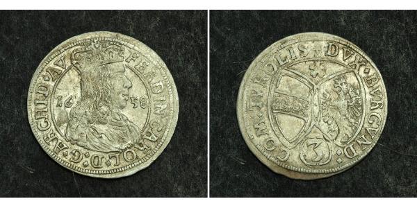 3 Kreuzer Austria  Silver Ferdinand Charles, Archduke of Austria