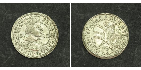 3 Kreuzer Austria  Silver Ferdinand Charles, Archduke of Austria