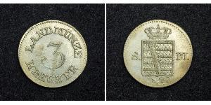 3 Kreuzer Duchy of Saxe-Meiningen (1680 - 1918) Silver Bernhard II, Duke of Saxe-Meiningen