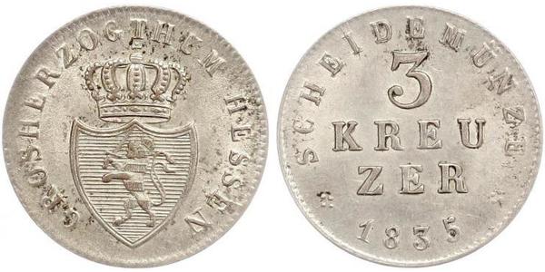 3 Kreuzer Grand Duchy of Hesse (1806 - 1918) Silver 