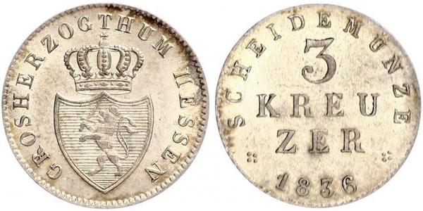 3 Kreuzer Grand Duchy of Hesse (1806 - 1918) Silver 