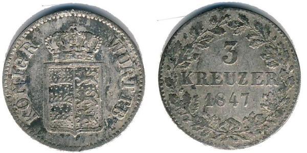 3 Kreuzer Kingdom of Württemberg (1806-1918) Silver 