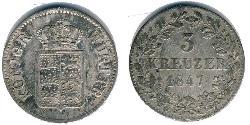 3 Kreuzer Kingdom of Württemberg (1806-1918) 銀 