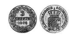 3 Kreuzer 巴伐利亞王國 (1806 - 1918) 銀 路德维希二世 (巴伐利亚)