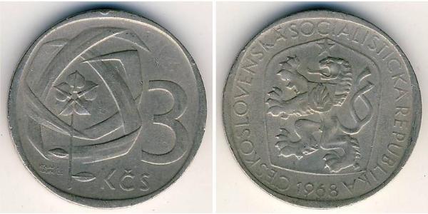 3 Krone Checoslovaquia  (1918-1992) Níquel/Cobre 