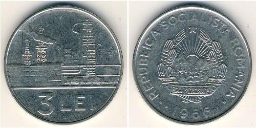 3 Lev Socialist Republic of Romania (1947-1989) Steel/Nickel 