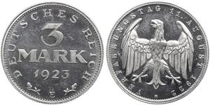 3 Mark Repubblica di Weimar (1918-1933) Alluminio 