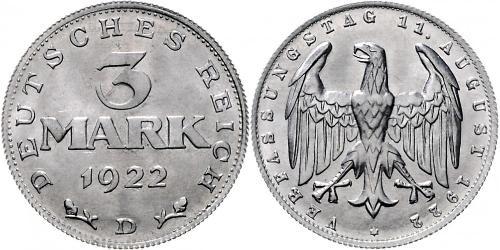 3 Mark Repubblica di Weimar (1918-1933) Alluminio 