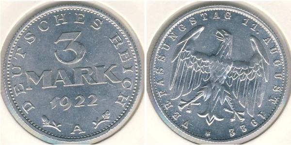 3 Mark República de Weimar (1918-1933) Aluminio 