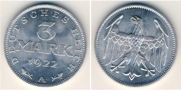 3 Mark Weimar Republic (1918-1933) Aluminium 