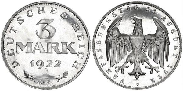 3 Mark Weimar Republic (1918-1933) Aluminium 