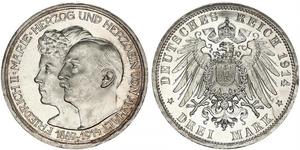 3 Mark Anhalt-Dessau (1603 -1863) Argent Frédéric II d