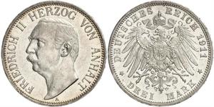 3 Mark Anhalt-Dessau (1603 -1863) Argent Frédéric II d