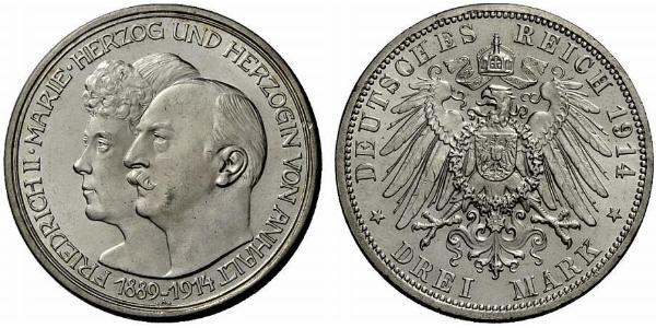 3 Mark Anhalt-Dessau (1603 -1863) Argent Frédéric II d