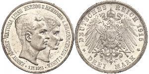 3 Mark Duché de Brunswick (1815 - 1918) Argent Ernest-Auguste III de Hanovre (1887 - 1953)