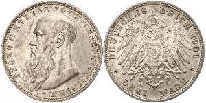 3 Mark Duché de Saxe-Meiningen (1680 - 1918) Argent Georges II de Saxe-Meiningen-Hildburghausen