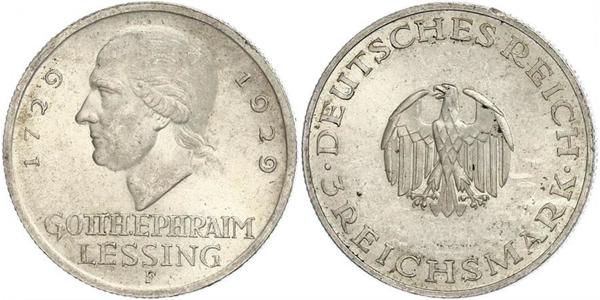 3 Mark Empire allemand (1871-1918) Argent Gotthold Ephraim Lessing