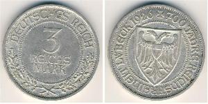 3 Mark Free City of Lübeck Argent 