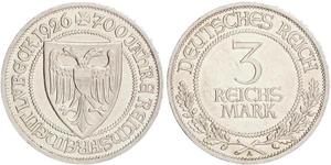 3 Mark Free City of Lübeck Argent 