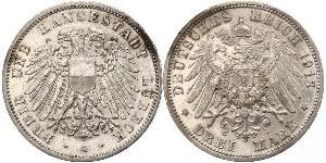 3 Mark Free City of Lübeck Argent 