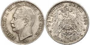 3 Mark Grand-duché de Bade (1806-1918) Argent Frédéric II de Bade (1857-1928) (1857 - 1928)