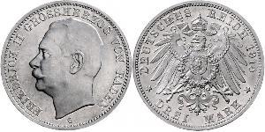3 Mark Grand-duché de Bade (1806-1918) Argent Frédéric II de Bade (1857-1928) (1857 - 1928)