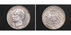 3 Mark Grand-duché de Bade (1806-1918) Argent Frédéric II de Bade (1857-1928) (1857 - 1928)
