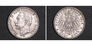3 Mark Grand-duché de Bade (1806-1918) Argent Frédéric II de Bade (1857-1928) (1857 - 1928)