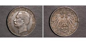 3 Mark Grand-duché de Bade (1806-1918) Argent Frédéric II de Bade (1857-1928) (1857 - 1928)