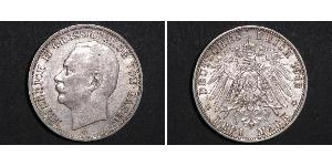 3 Mark Grand-duché de Bade (1806-1918) Argent Frédéric II de Bade (1857-1928) (1857 - 1928)