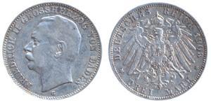 3 Mark Grand-duché de Bade (1806-1918) Argent Frédéric II de Bade (1857-1928) (1857 - 1928)