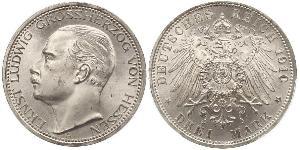 3 Mark Grand-duché de Hesse (1806 - 1918) Argent Ernest-Louis de Hesse (1868 - 1937)