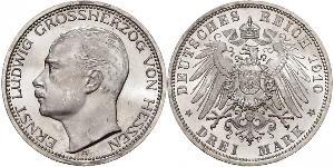 3 Mark Grand-duché de Hesse (1806 - 1918) Argent Ernest-Louis de Hesse (1868 - 1937)