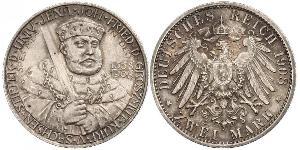 3 Mark Grand-duché de Saxe-Weimar-Eisenach (1809 - 1918) Argent 