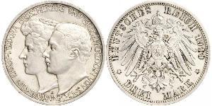 3 Mark Grand-duché de Saxe-Weimar-Eisenach (1809 - 1918) Argent Guillaume-Ernest de Saxe-Weimar-Eisenach